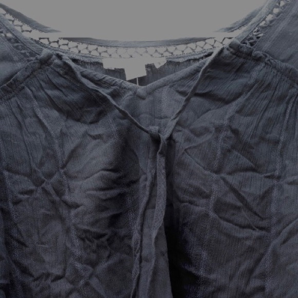 American Eagle Crop Top Blouse Keyhole Tie Neck - Picture 2 of 5